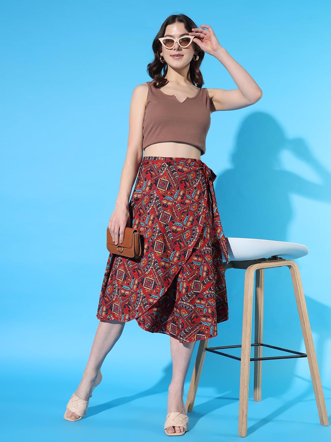 BF Body Figure Women's Midi Textured Print Wrap Around Maxi Skirt | Women Wear Midi Skirt by Prixsa.com - Image 7