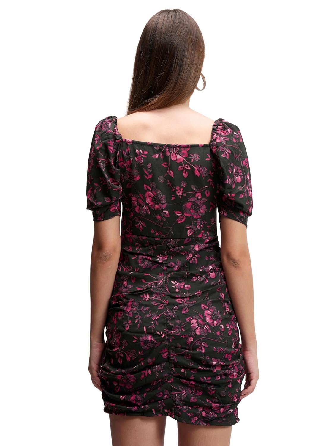 Tokyo Talkies Women's Dresses for Women | Floral Print | Short Smocked Dress | Puff Sleeves | Elegant & Trendy by Prixsa.com - Image 3
