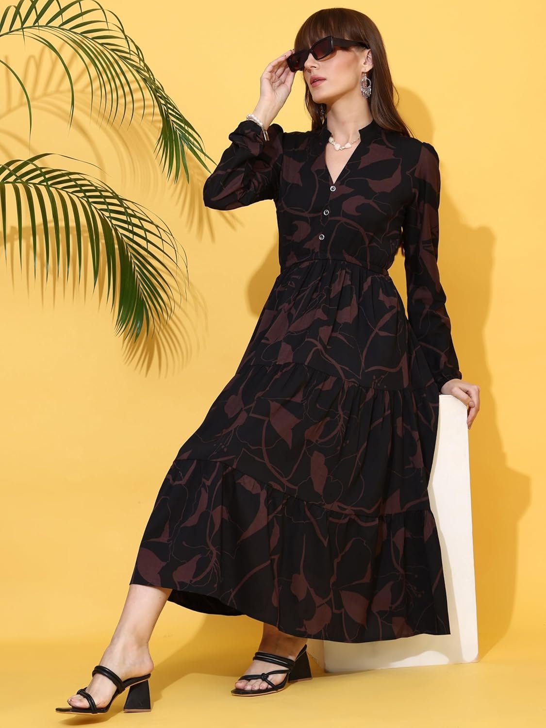 Sheetal Associates Women's Casual Full Sleeve Crepe Fit & Flare Dress | Comfortable Relaxed Fit Summer Party Dress by Prixsa.com - Image 4