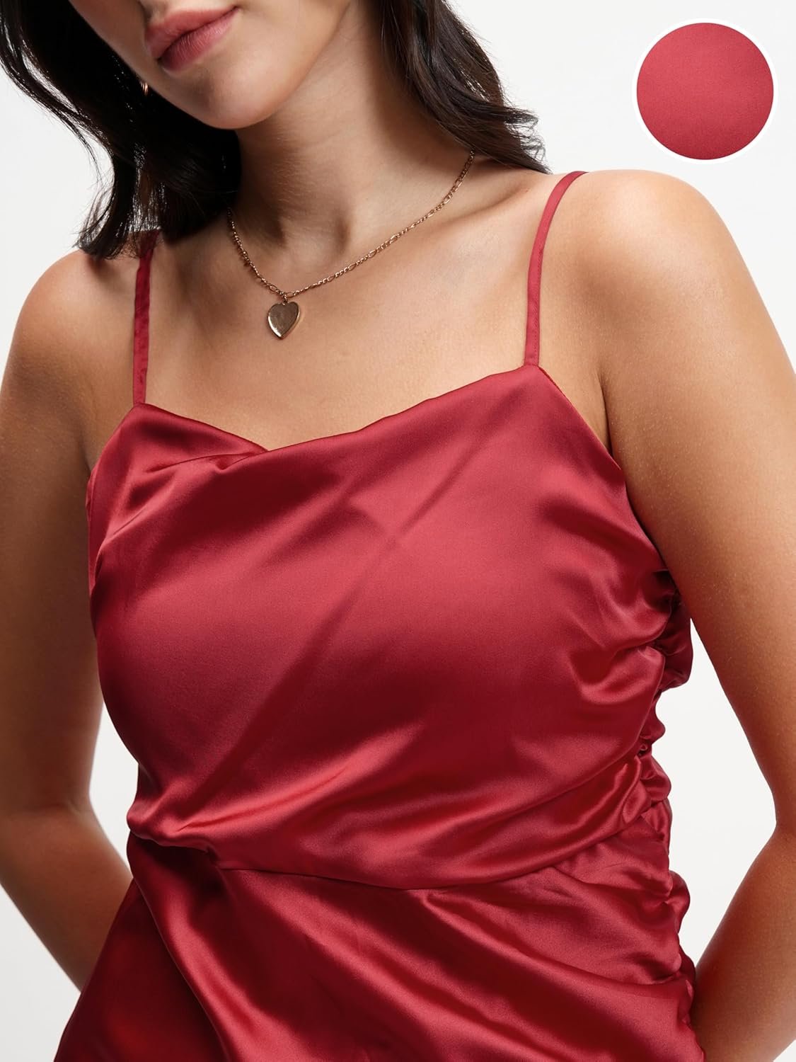 Tokyo Talkies Women's Elegant Shoulder Strap Ruched Sheath Dress | Flattering Short Silhouette for a Chic Look by Prixsa.com - Image 8