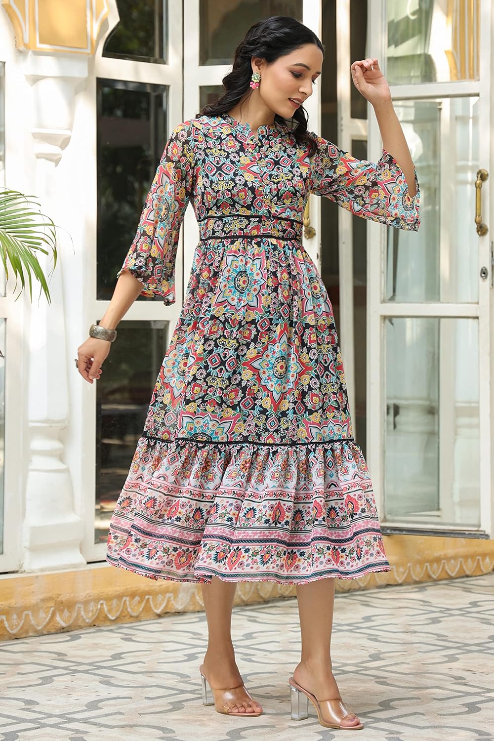 Juniper Women's Rayon Printed Anarkali Dress by Prixsa.com - Image 5