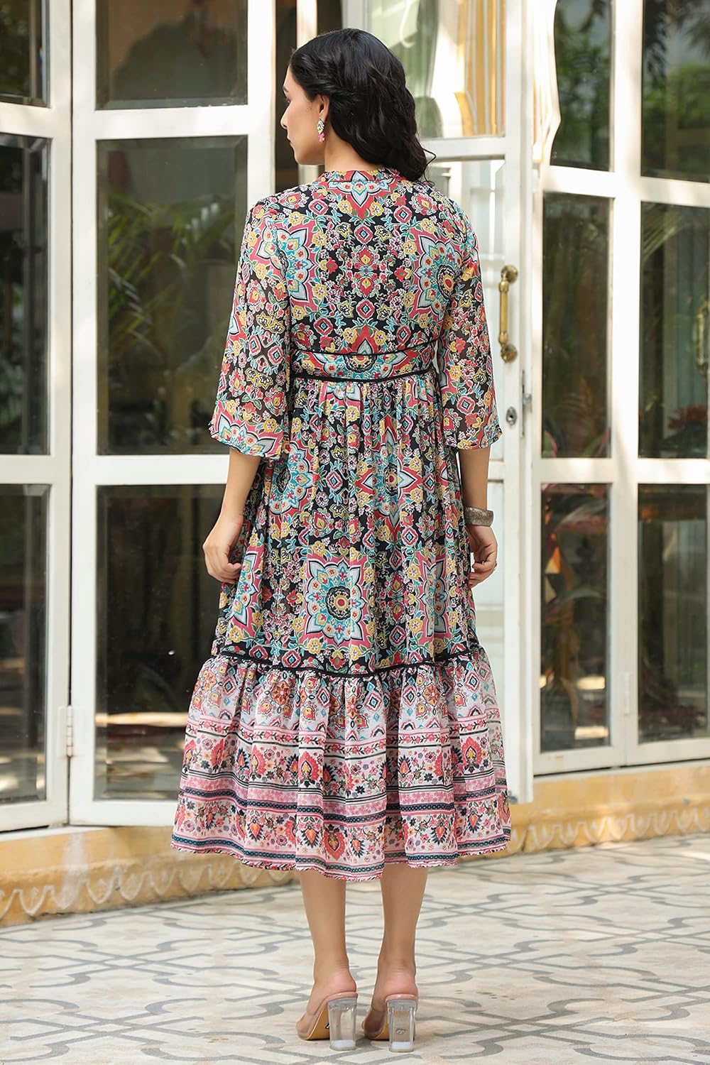 Juniper Women's Rayon Printed Anarkali Dress by Prixsa.com - Image 4