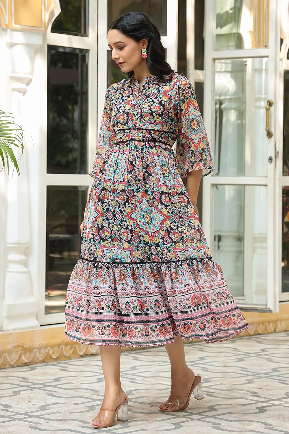 Juniper Women's Rayon Printed Anarkali Dress by Prixsa.com - Image 6