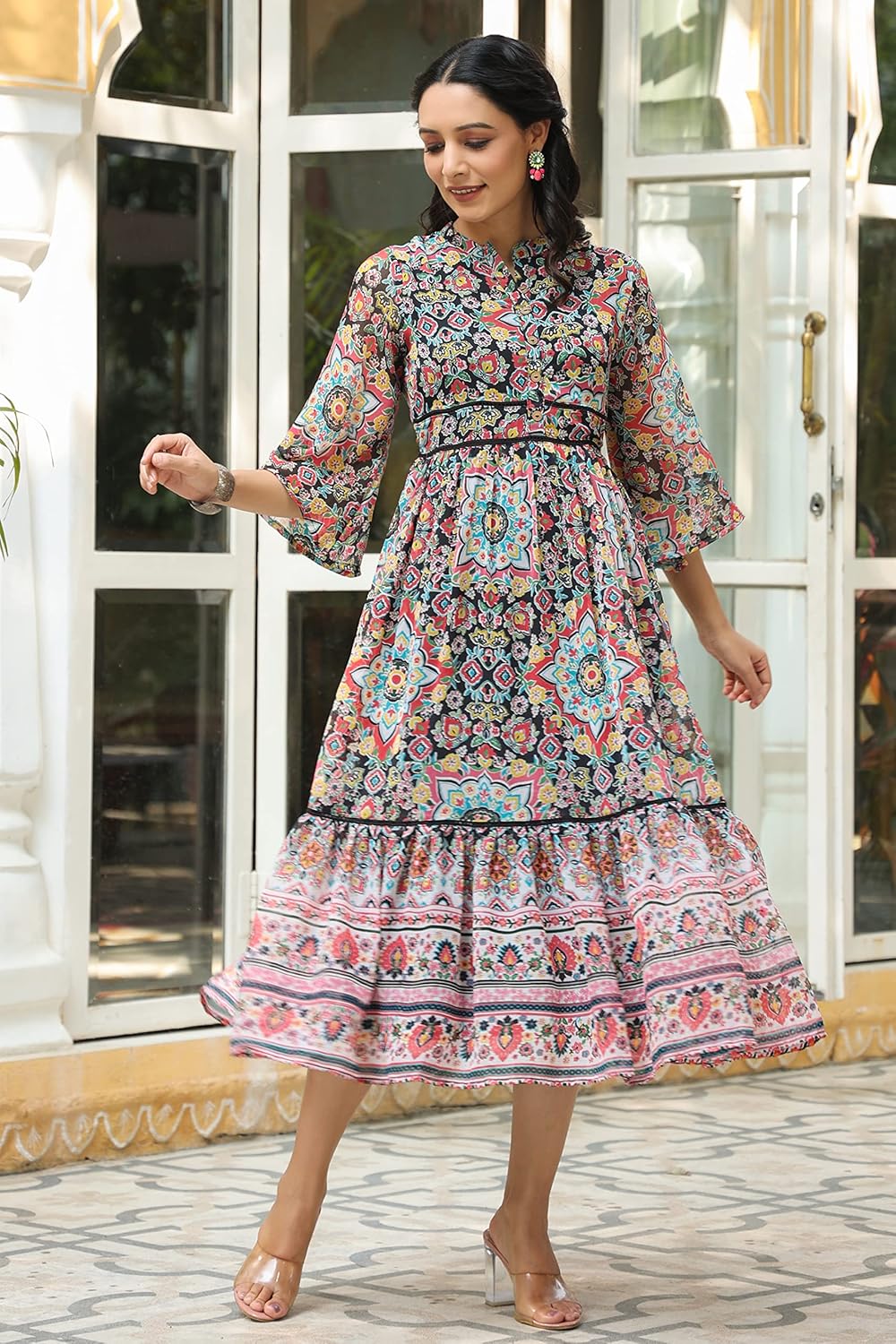 Juniper Women's Rayon Printed Anarkali Dress by Prixsa.com - Image 2