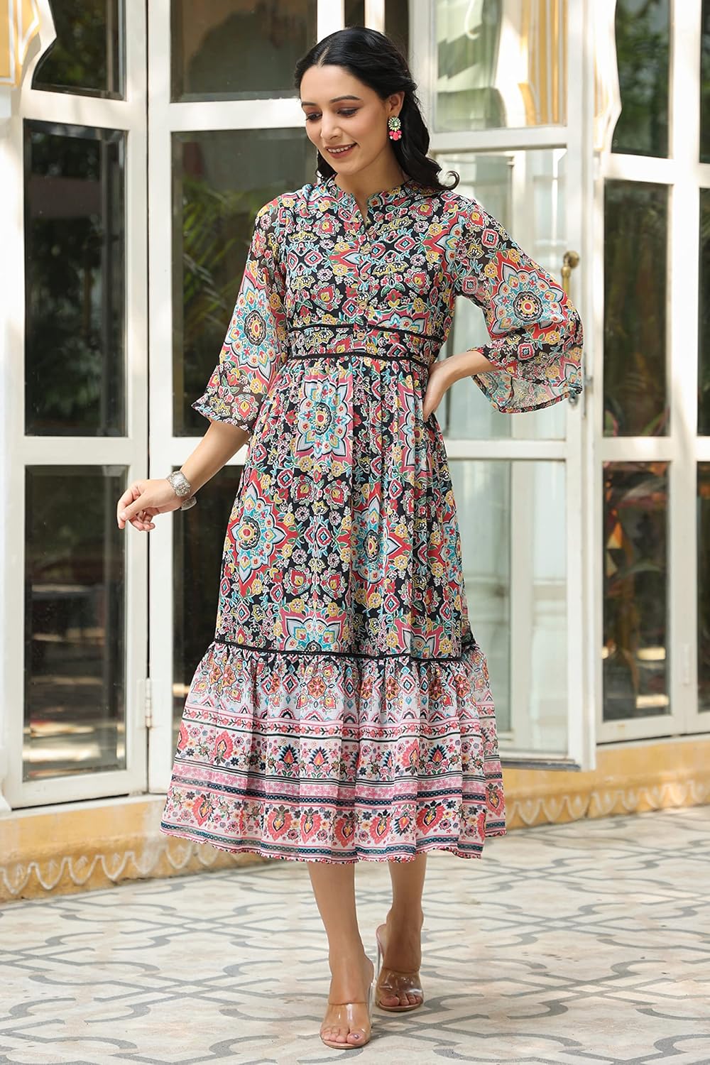 Juniper Women's Rayon Printed Anarkali Dress by Prixsa.com - Image 3