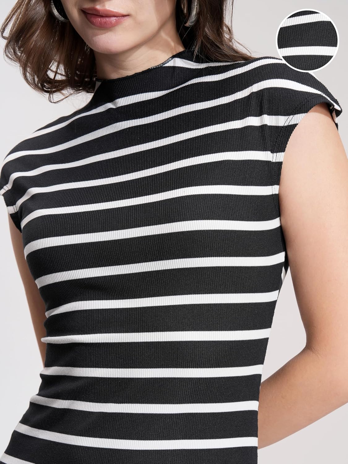 Tokyo Talkies Women's Sleeveless Mock Neck Striped Dresses | Stylish Dresses | Casual Dresses by Prixsa.com - Image 6