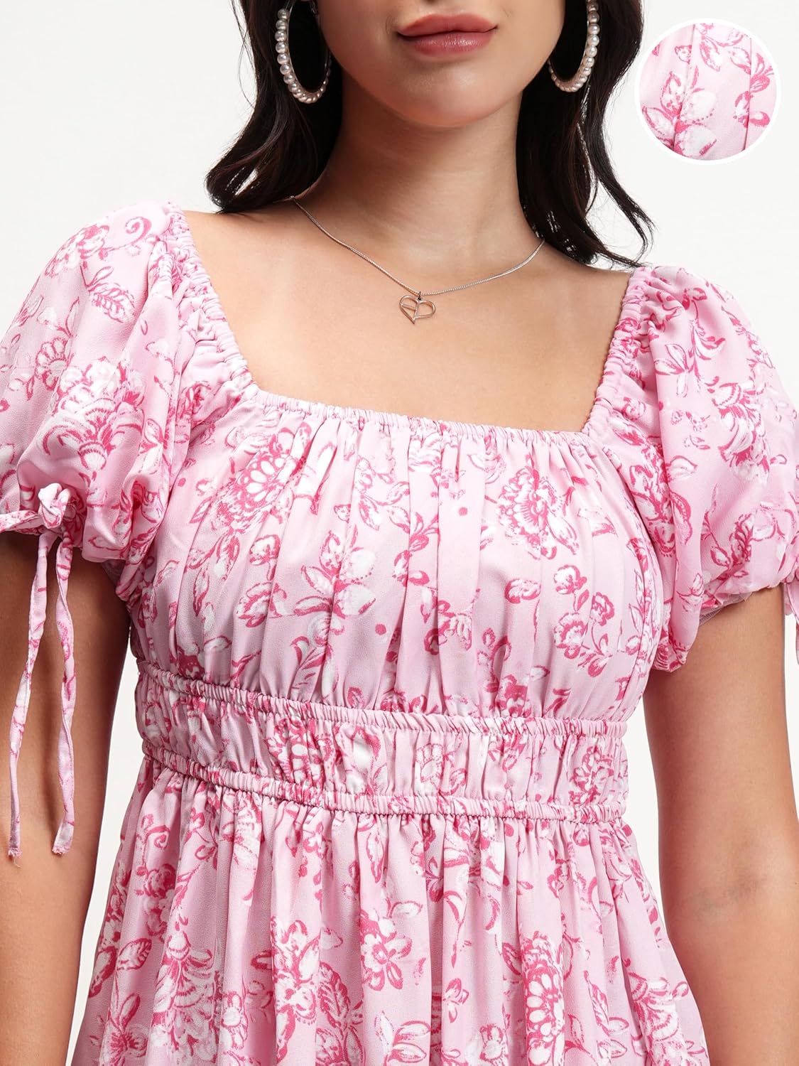 Tokyo Talkies Womens Dresses Women | Floral Print | Mini Dress |Puff Short Sleeves | Fit & Flare | Elegant & Trendy| Stylish by Prixsa.com - Image 8