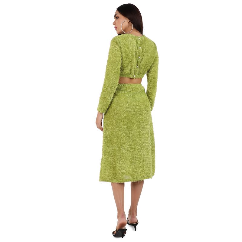 Campus Sutra Women's One Piece Dress Sherpa Cut-Out Dress for Casual Wear | Round Neck | Long Sleeve | Zipper Closure | Dress Crafted with Comfort Fit for Everyday Wear by Prixsa.com - Image 4