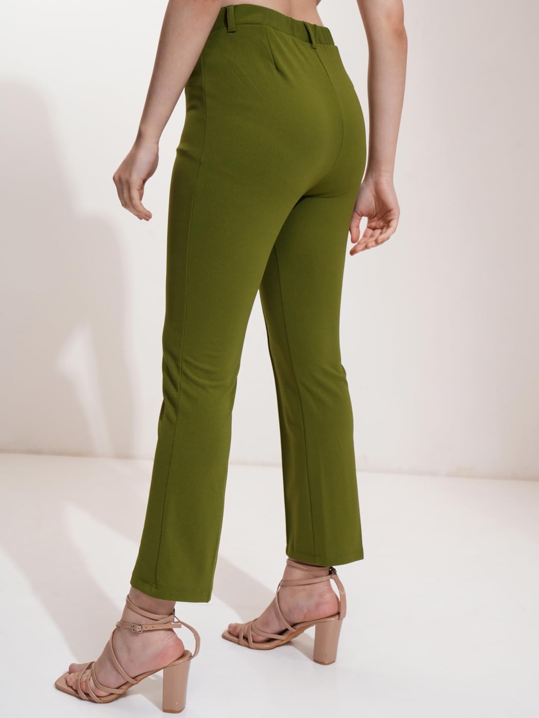 Tokyo Talkies Women's Flared Bootcut Trousers | Stretchable Trousers | Casual Trousers| Mid-Rise by Prixsa.com - Image 3