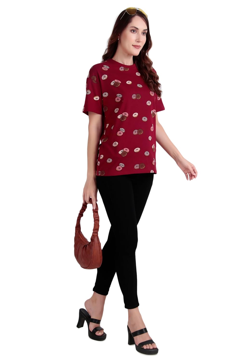 Stories.Label Oversized Tie Dye Cotton Fashion T-Shirts for Women in Loose Fit Includes Plus Sizes, Drop Shoulder Oversize Fit Baggy Tops Tshirt for Girls in Relaxed Fit (Maroon, 2XL) by Prixsa.com - Image 4