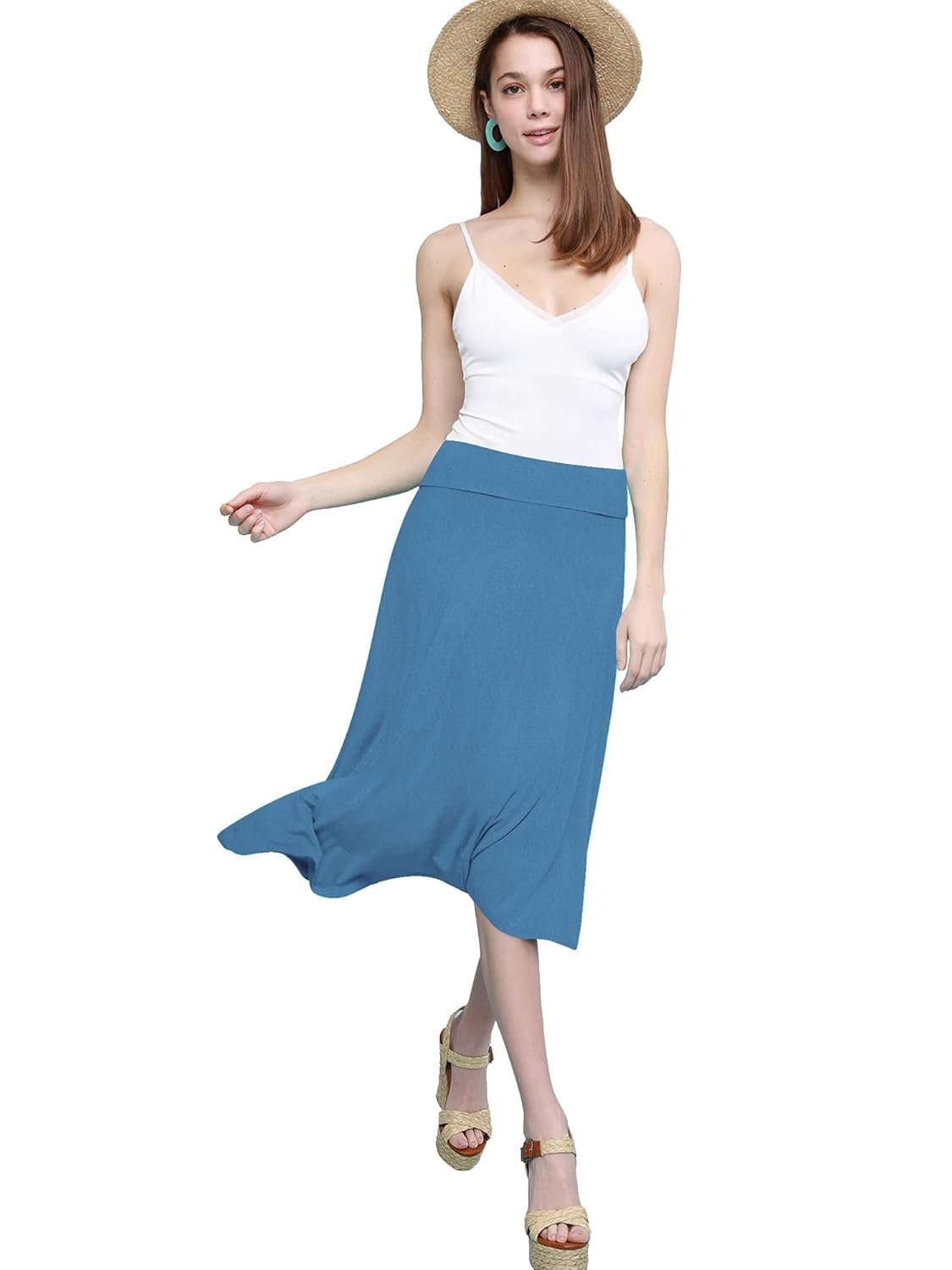 FRAULEIN Women's Midi Skirt Wide High Waist Vintage A-Line Flared and Swingy Skirt by Prixsa.com - Image 4