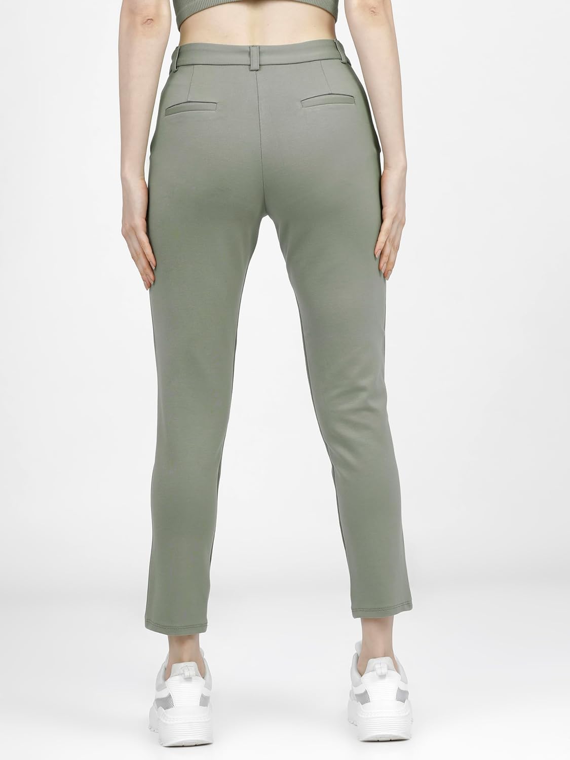 Tokyo Talkies Women's Slim Fit Regular Trousers | Stretchable Trousers| Mid-Rise by Prixsa.com - Image 3
