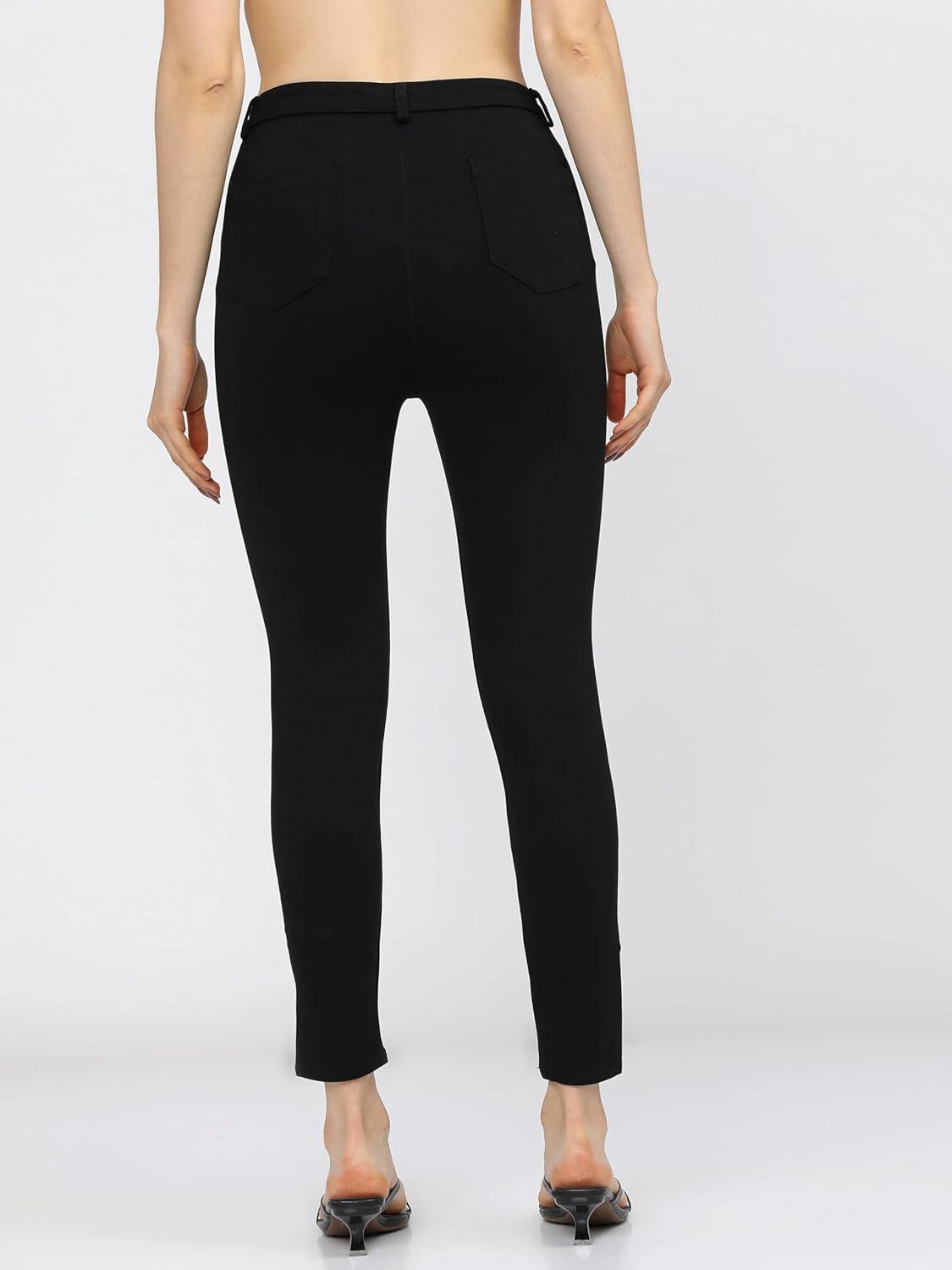 Tokyo Talkies Women's Slim Fit Cropped Trousers | Stretchable Trousers| Mid-Rise by Prixsa.com - Image 3