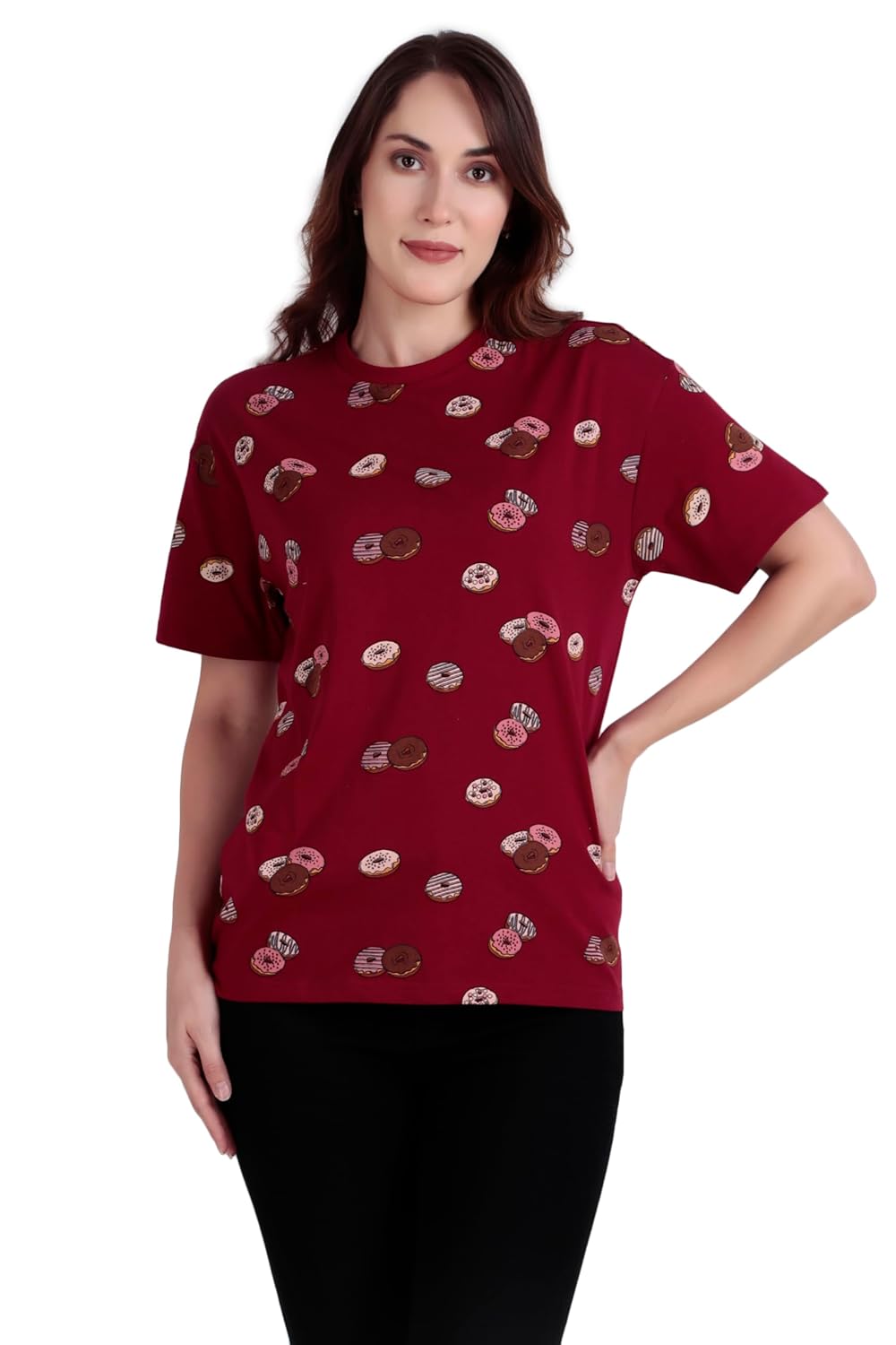 Stories.Label Oversized Tie Dye Cotton Fashion T-Shirts for Women in Loose Fit Includes Plus Sizes, Drop Shoulder Oversize Fit Baggy Tops Tshirt for Girls in Relaxed Fit (Maroon, 2XL) by Prixsa.com