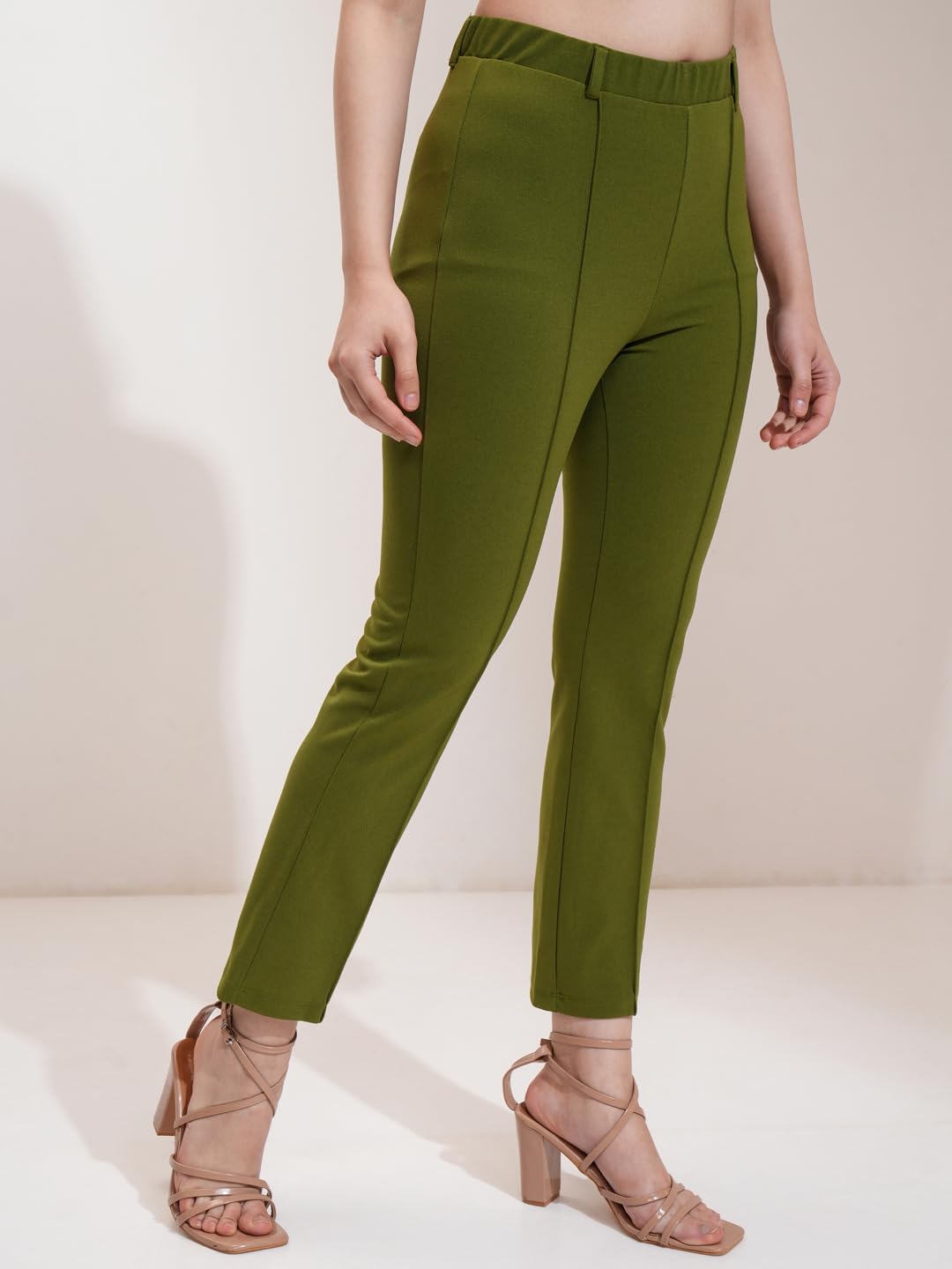 Tokyo Talkies Women's Flared Bootcut Trousers | Stretchable Trousers | Casual Trousers| Mid-Rise by Prixsa.com - Image 4