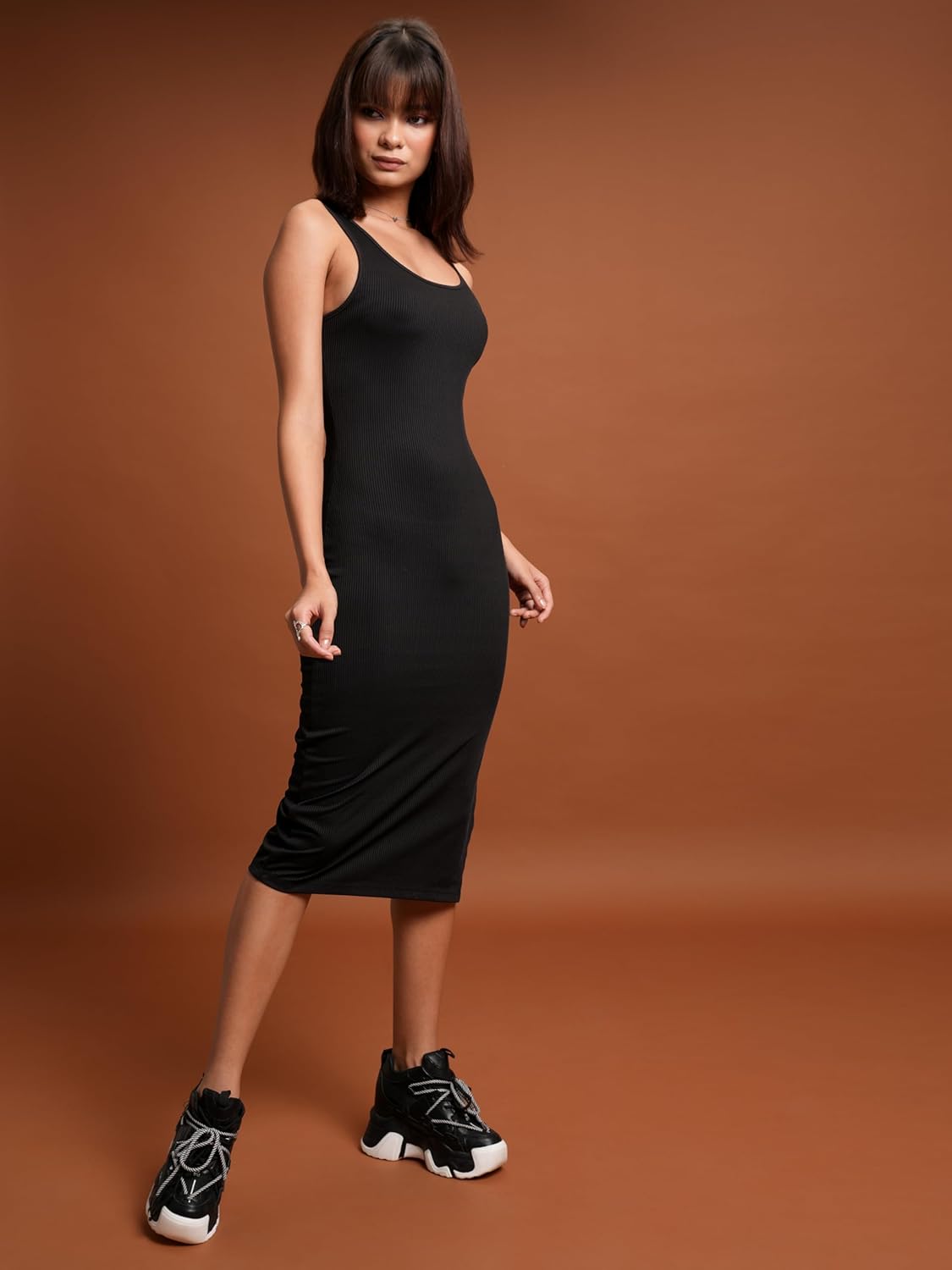 Tokyo Talkies Women's Sleeveless Round Neck Solid Dresses | Stylish Dresses | Casual Dresses by Prixsa.com - Image 4