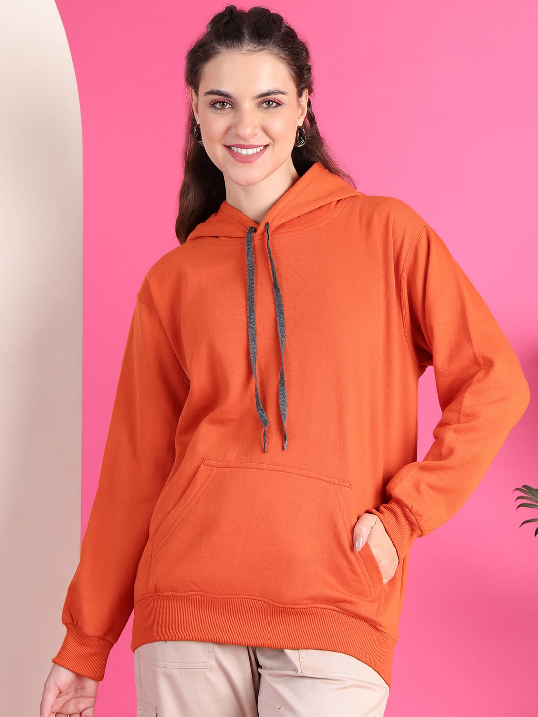 Mack Jonney Fleece Regular Fit Solid Hoodie for Women-MACK640071 by Prixsa.com - Image 3