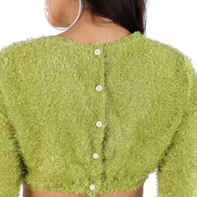 Campus Sutra Women's One Piece Dress Sherpa Cut-Out Dress for Casual Wear | Round Neck | Long Sleeve | Zipper Closure | Dress Crafted with Comfort Fit for Everyday Wear by Prixsa.com - Image 7