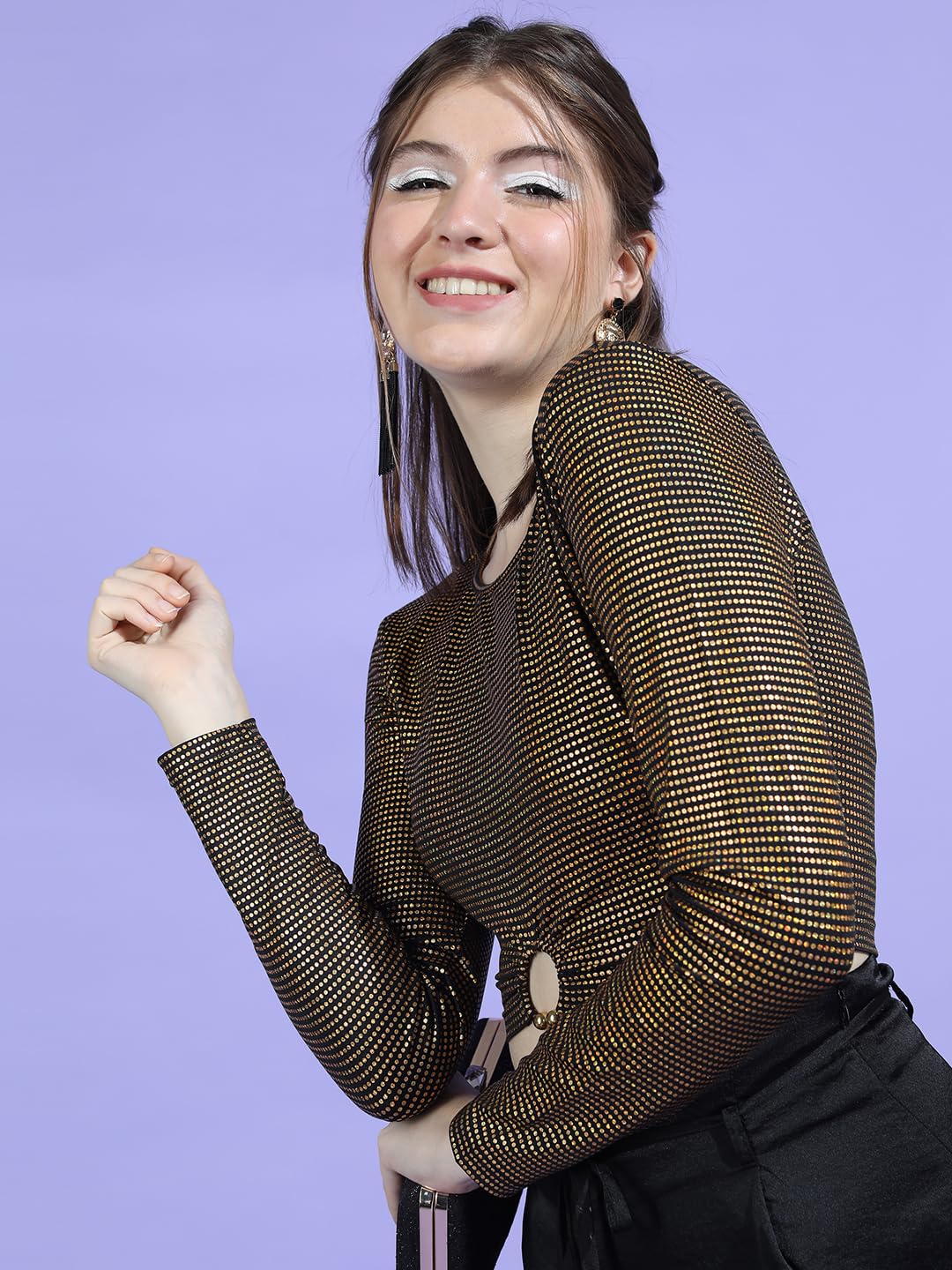 Tokyo Talkies Women's Long Sleeves Round Neck Solid Tops | Stylish by Prixsa.com - Image 2