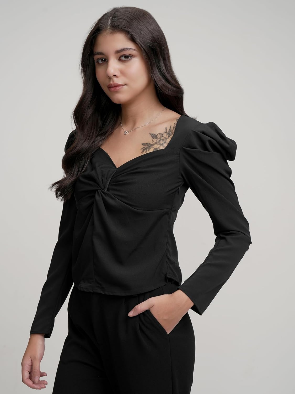 Tokyo Talkies Women's Solid Regular Fit Shirt by Prixsa.com - Image 7