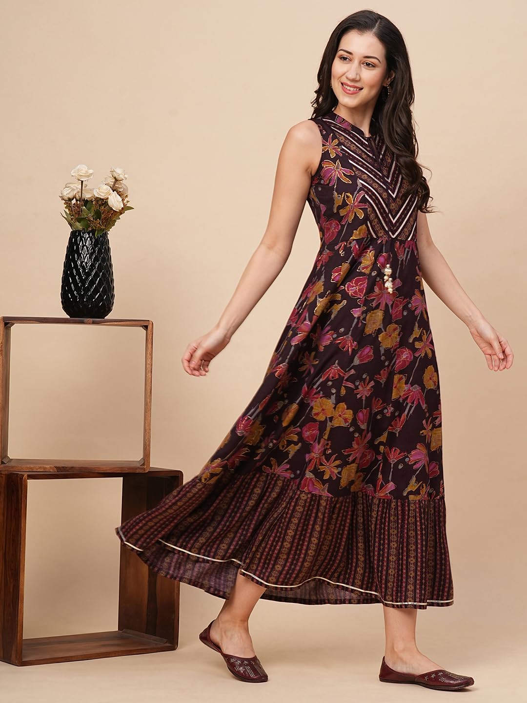 Globus Women Allover Floral Print Gotta Pati A-Line Festive Maxi Dress by Prixsa.com - Image 2