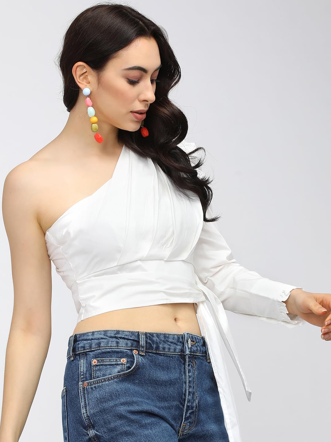 Tokyo Talkies Women's Solid Regular Fit Tops by Prixsa.com - Image 4