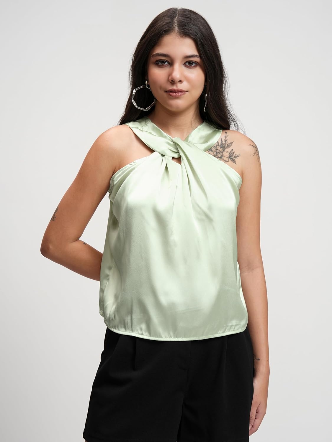 Tokyo Talkies Women's Solid Regular Fit Shirt by Prixsa.com - Image 5