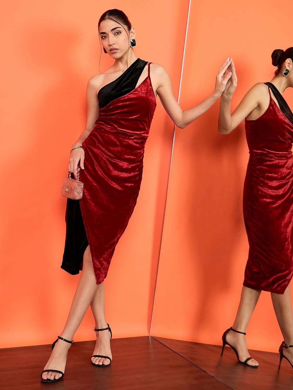 Uptownie Lite Velvet Stretchable Dual-Color Dress by Prixsa.com - Image 2