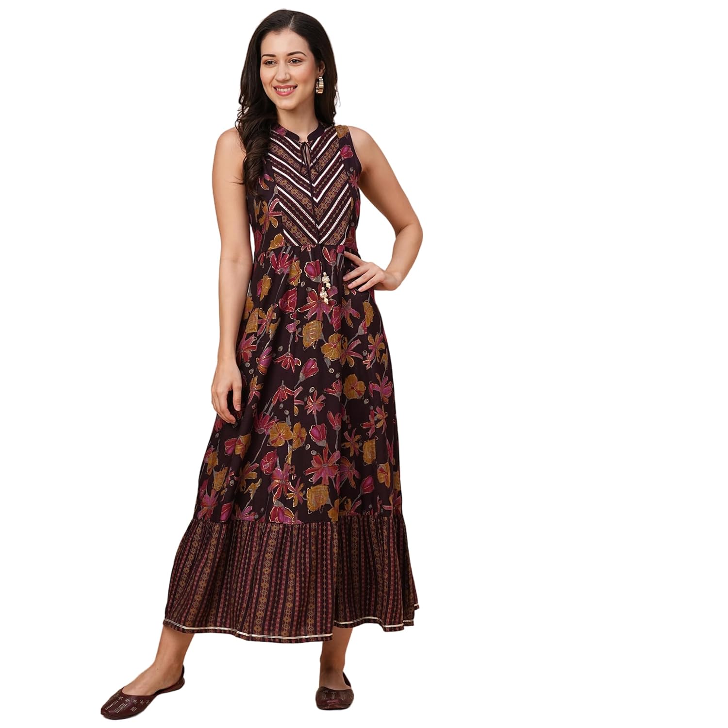 Globus Women Allover Floral Print Gotta Pati A-Line Festive Maxi Dress by Prixsa.com