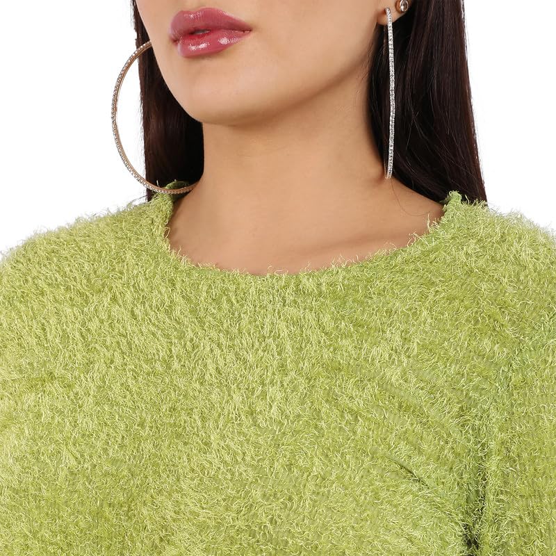 Campus Sutra Women's One Piece Dress Sherpa Cut-Out Dress for Casual Wear | Round Neck | Long Sleeve | Zipper Closure | Dress Crafted with Comfort Fit for Everyday Wear by Prixsa.com - Image 6