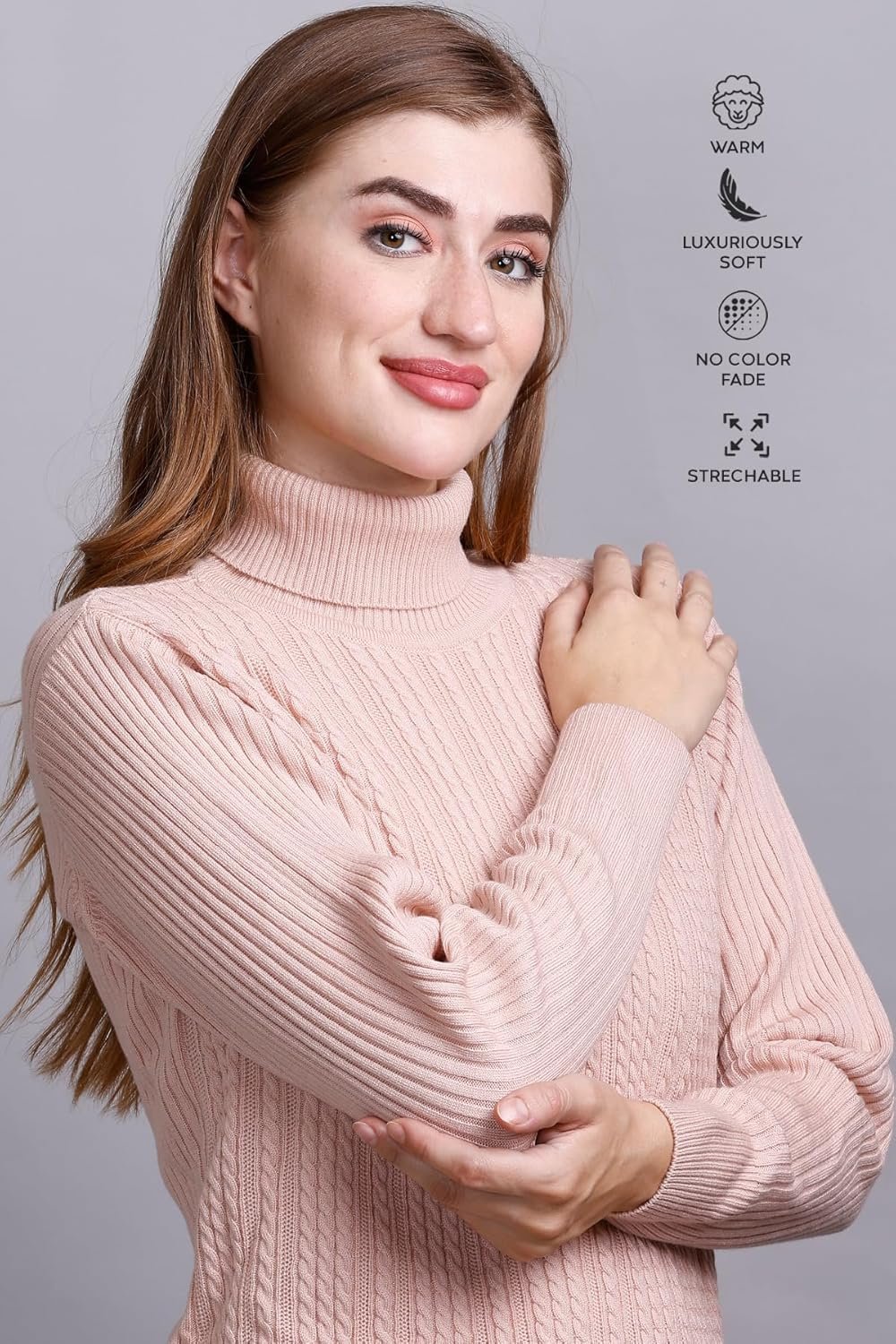 GODFREY Women's High Neck Knitted Woolen Sweater by Prixsa.com - Image 2