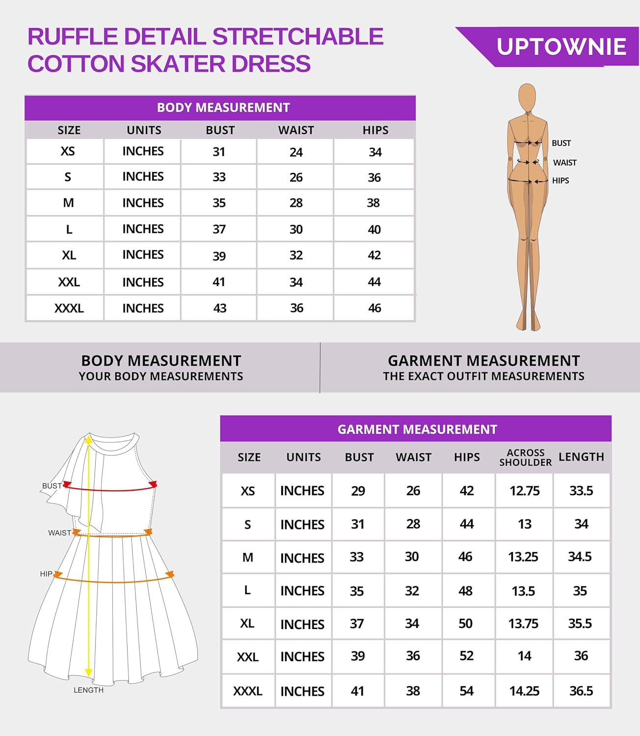 Uptownie Lite Women's Stretchable Solid Fit & Flare Skater High Neck Knee-Length Dress by Prixsa.com - Image 7