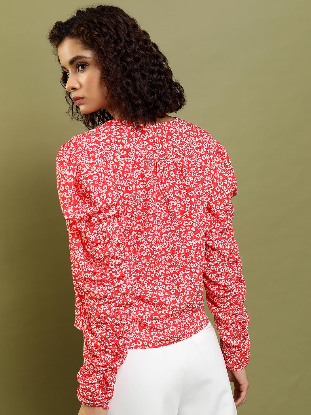 Tokyo Talkies Women's Long Sleeves V-Neck Printed Tops| Stylish Casual wear by Prixsa.com - Image 3