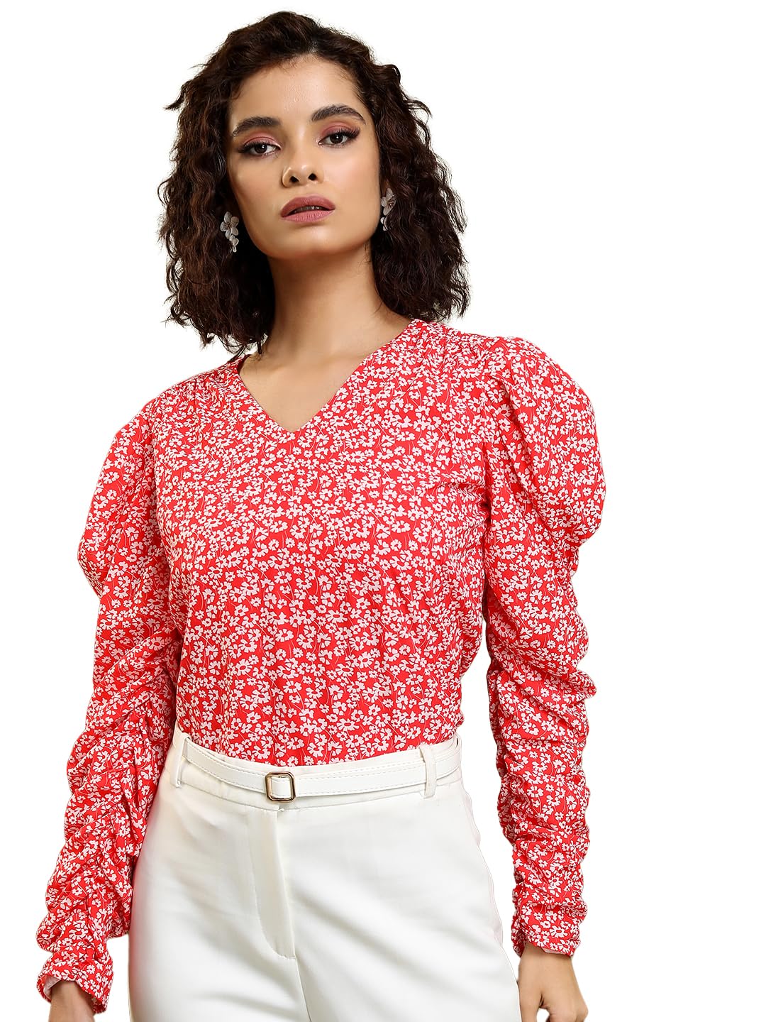 Tokyo Talkies Women's Long Sleeves V-Neck Printed Tops| Stylish Casual wear by Prixsa.com