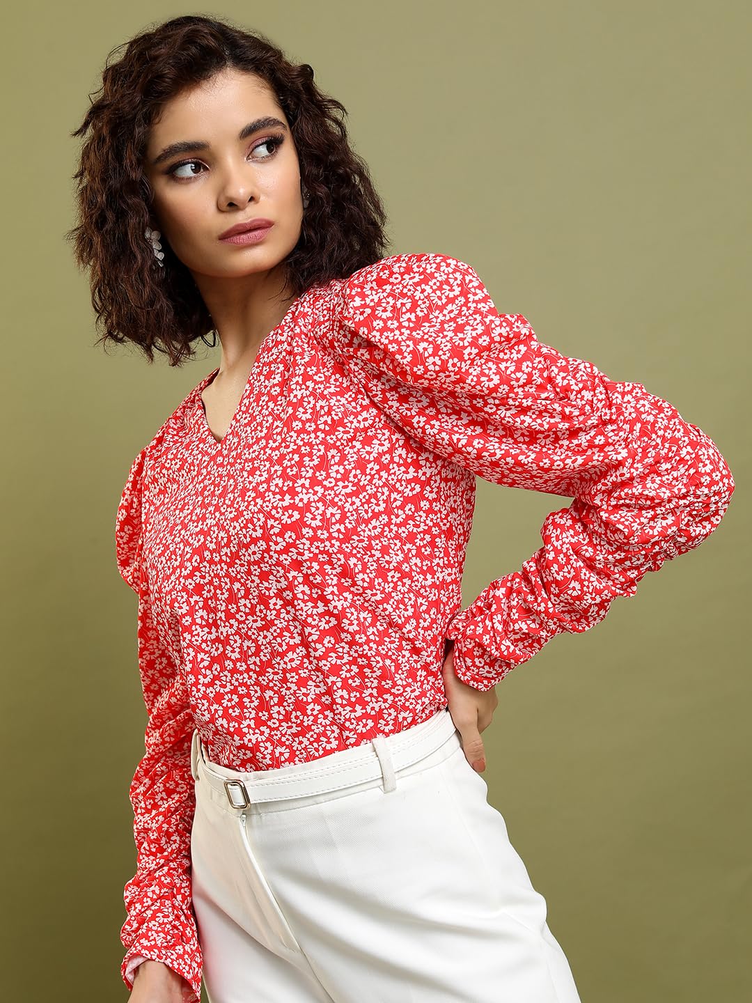 Tokyo Talkies Women's Long Sleeves V-Neck Printed Tops| Stylish Casual wear by Prixsa.com - Image 5