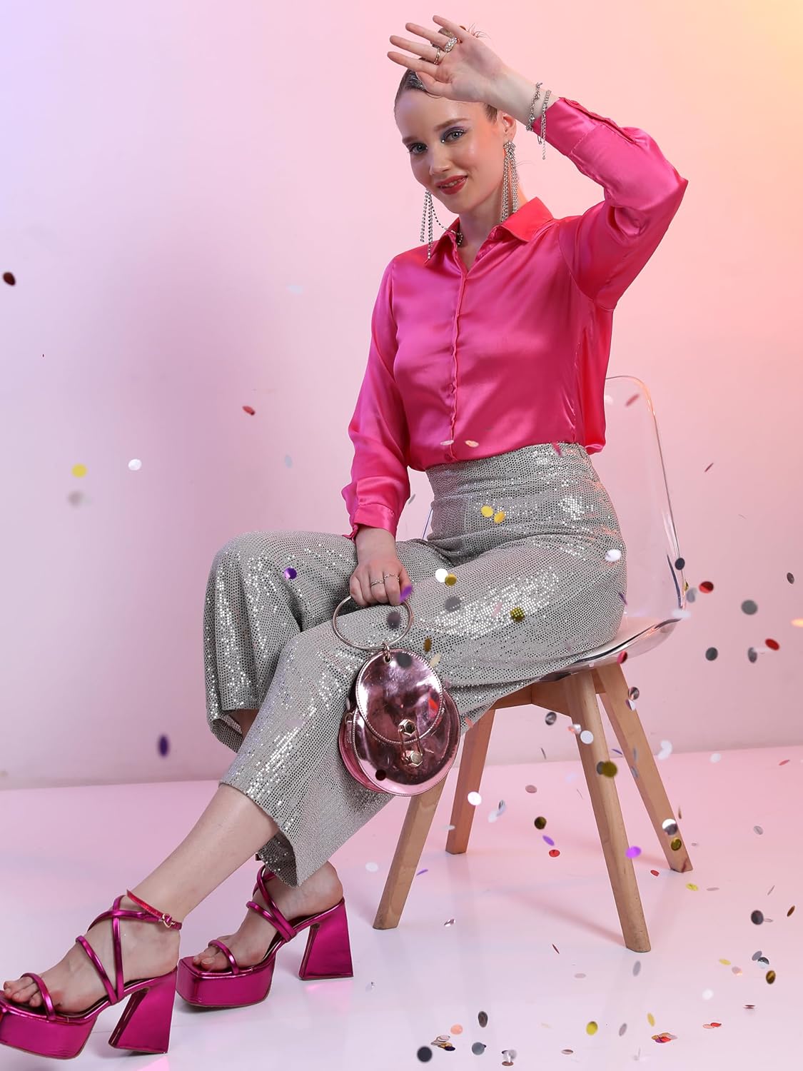 Tokyo Talkies Women's Regular Fit Shirts | Solid | Long Sleeves | Spread Collar by Prixsa.com - Image 2