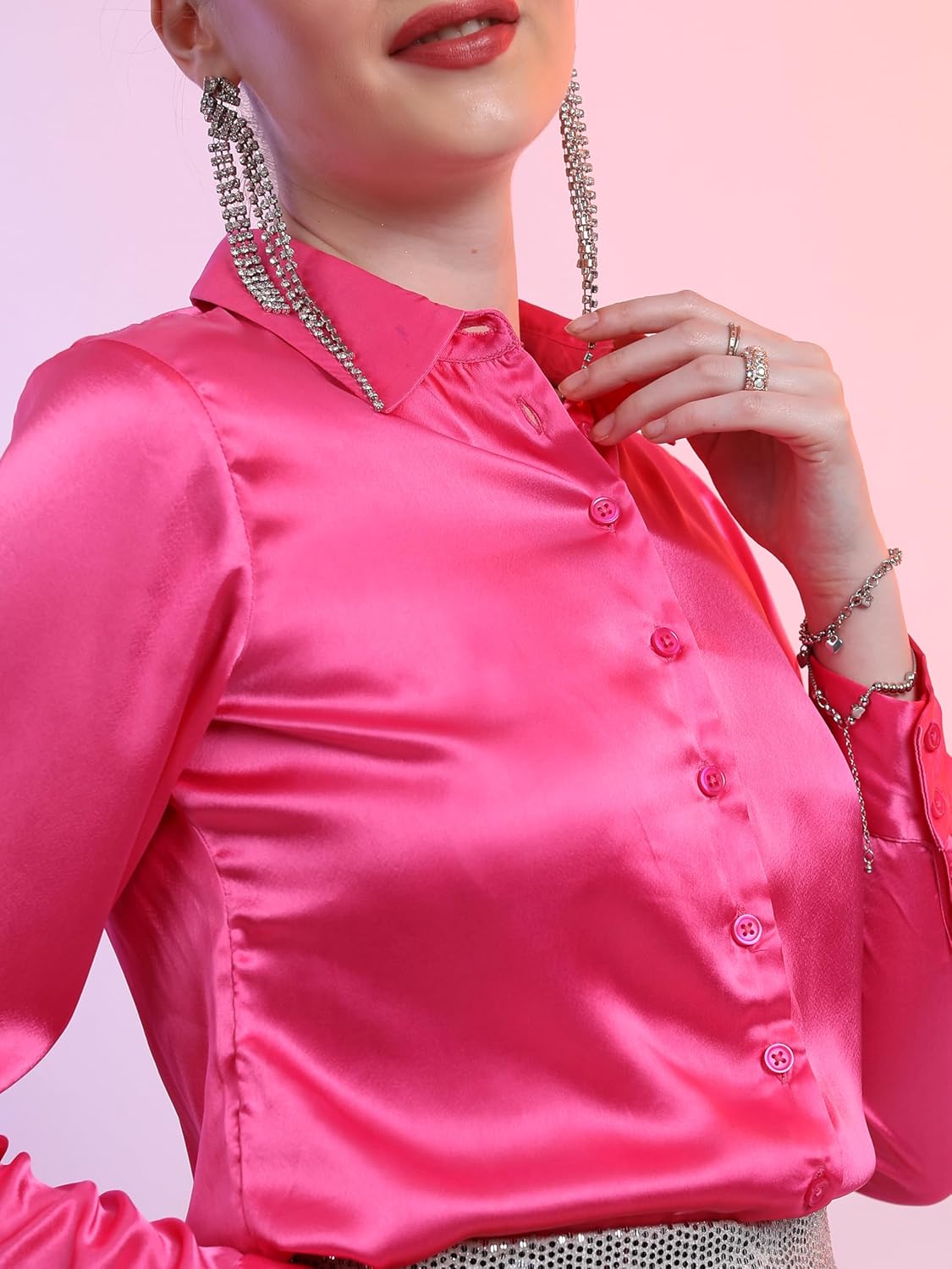 Tokyo Talkies Women's Regular Fit Shirts | Solid | Long Sleeves | Spread Collar by Prixsa.com - Image 6